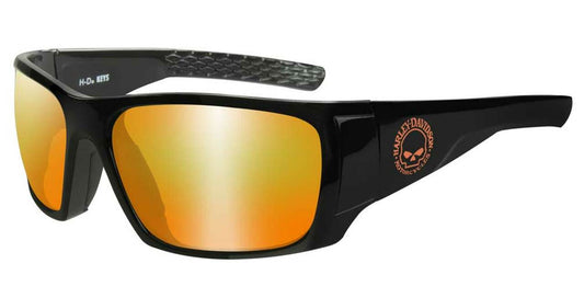 Gafas de sol Keys para hombre, lentes de espejo naranja y montura negra brillante