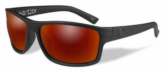 Gafas de sol Slick para hombre, lentes de espejo rojo / montura negra HASLK11