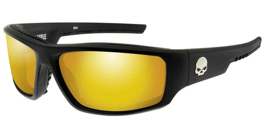 Gafas de sol Baffle para hombre, lentes de espejo naranja/marco negro mate